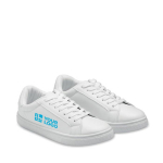 Lightweight synthetic leather runners with rubber sole, size 38 white colour view with print area