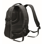 RPET laptop backpack with multiple padded pockets, 15'' black colour second view