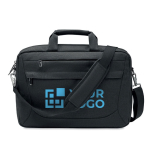 RPET laptop bag with removable and adjustable strap, 15'' black colour view with print area