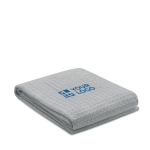 Lightweight cotton waffle blanket, 300 g/m2 grey colour view with print area