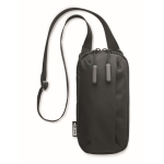 Crossbody phone bag made of RPET with adjustable strap black colour