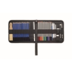 Professional 40-piece drawing set that comes in a case black colour