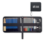 Professional 40-piece drawing set that comes in a case black colour view with print area