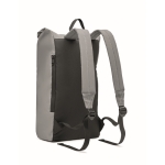 Polyester roll top reflective laptop backpack, 15” matt silver colour second view