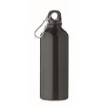 Recycled aluminium leak-proof bottle with carabiner, 500 ml black colour