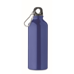 Recycled aluminium leak-proof bottle with carabiner, 500 ml blue colour