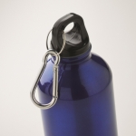 Recycled aluminium leak-proof bottle with carabiner, 500 ml blue colour third photographic view