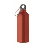 Recycled aluminium leak-proof bottle with carabiner, 500 ml red colour