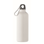 Recycled aluminium leak-proof bottle with carabiner, 500 ml white colour