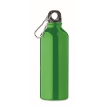 Recycled aluminium leak-proof bottle with carabiner, 500 ml green colour