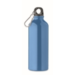 Recycled aluminium leak-proof bottle with carabiner, 500 ml turquoise colour