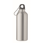 Recycled aluminium leak-proof bottle with carabiner, 500 ml matt silver colour