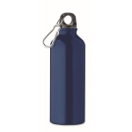 Recycled aluminium leak-proof bottle with carabiner, 500 ml navy-blue colour