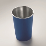 Reusable recycled stainless steel mug, 300ml royal blue colour third photographic view