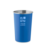 Reusable recycled stainless steel mug, 300ml royal blue colour view with print area