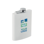 Stainless steel custom flask, 190 ml white colour view with print area