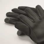 Tactile promotional gloves with a sporty look for tech use black colour third photographic view