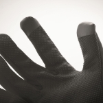 Tactile promotional gloves with a sporty look for tech use black colour fifth photographic view