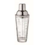 Cocktail shaker with measurements and cocktail recipes, 400 ml transparent colour