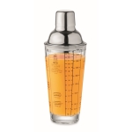 Cocktail shaker with measurements and cocktail recipes, 400 ml transparent colour second view