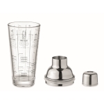 Cocktail shaker with measurements and cocktail recipes, 400 ml transparent colour third view