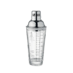 Cocktail shaker with measurements and cocktail recipes, 400 ml transparent colour view with print area