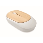 Wireless mouse with natural bamboo surface white colour