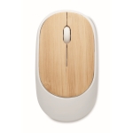 Wireless mouse with natural bamboo surface white colour second view