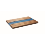 Acacia wood chopping board with blue epoxy resin detail wood colour