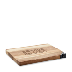 Acacia wood chopping board with knife sharpener wood colour view with print area