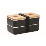 2-tier bread box made of recycled PP with cutlery, 2x400 ml black colour