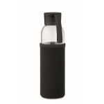 Recycled glass bottle with sleeve and lid, 500 ml black colour