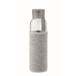 Recycled glass bottle with sleeve and lid, 500 ml grey colour