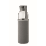 Recycled glass bottle with sleeve and lid, 500 ml dark grey colour