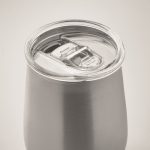 Recycled stainless steel logo mug with sliding lid, 500 ml matt silver colour third photographic view