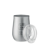 Recycled stainless steel logo mug with sliding lid, 500 ml matt silver colour view with print area