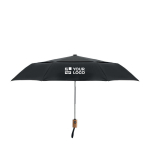 Windproof foldable umbrella made of 190T polycotton, Ø 99 cm black colour view with print area