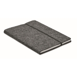 RPET felt notebook with lined A5 sheets of recycled paper dark grey colour