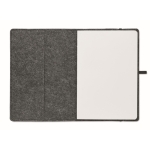 RPET felt notebook with lined A5 sheets of recycled paper dark grey colour fourth view