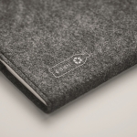 RPET felt notebook with lined A5 sheets of recycled paper dark grey colour sixth photographic view