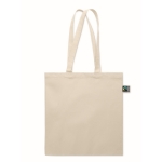 Fairtrade tote bag as a promotional item, 180 g/m2 beige colour third view