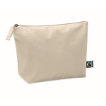 Cotton toiletry bag, 180 g/m2, thin fairtrade beige colour