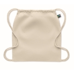 Drawstring cotton bag, load capacity: 9 kg, 180 g/m2 beige colour second view