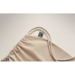 Drawstring cotton bag, load capacity: 9 kg, 180 g/m2 beige colour fifth photographic view