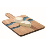 Acacia wood serving board with blue epoxy resin details wood colour second view