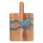 Acacia wood serving board with blue epoxy resin details wood colour fourth view