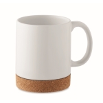 White ceramic mug with cork base, 280 ml white colour