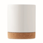 White ceramic mug with cork base, 280 ml white colour third view