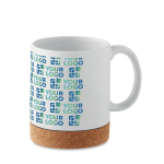 White ceramic sublimation mug with cork base, 280ml white colour view with print area