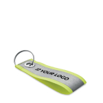 Reflective keyring made of polyester neon yellow colour view with print area